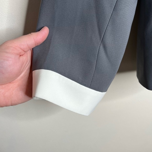 Tahari Arthur S. Levine Pearl Beaded Contrast Blazer Jacket Grey‎ White Size 18 - Picture 9 of 10